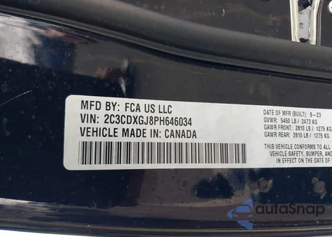 2023 Dodge Charger Scat Pack from USA, damaged, VIN 2C3CDXGJ8PH646034